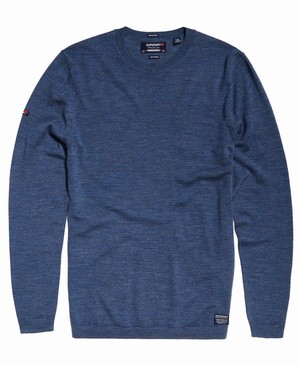 Superdry Merino Crew Neck Férfi Ugró Sötét Kék | VDMRE6235